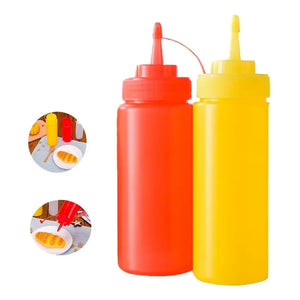Set De 2 Dispensadores Para Salsa Pote De Salsas Dispensador Botellas Para Salsa Dispensador De Salsa Plastico... Amarillo/rojo