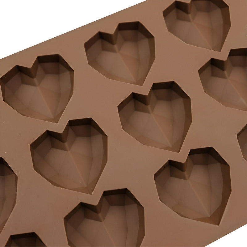 Molde Mini Corazon Diamante Molde Corazón Geometrico 15 Marrón