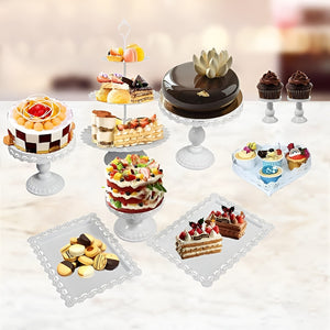 Set 7 Porta Cupcakes Bases Para Tortas Alzadores Candy Bar Blanco / Set 7pcs