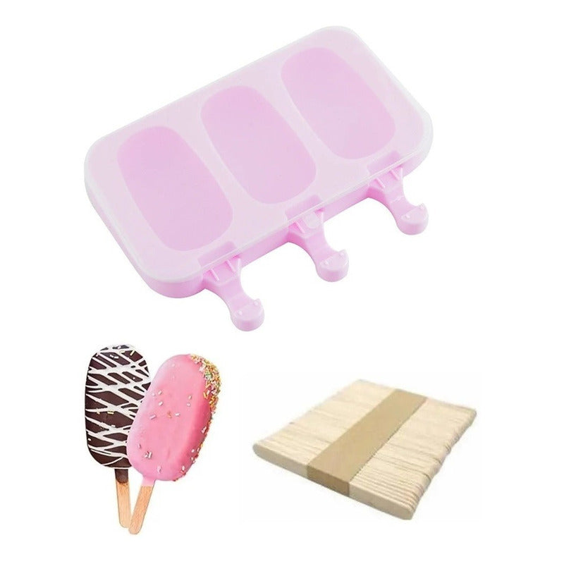 Moldes De Silicona Para Helados Molde Paletas Helado 3 Cavid Multicolor