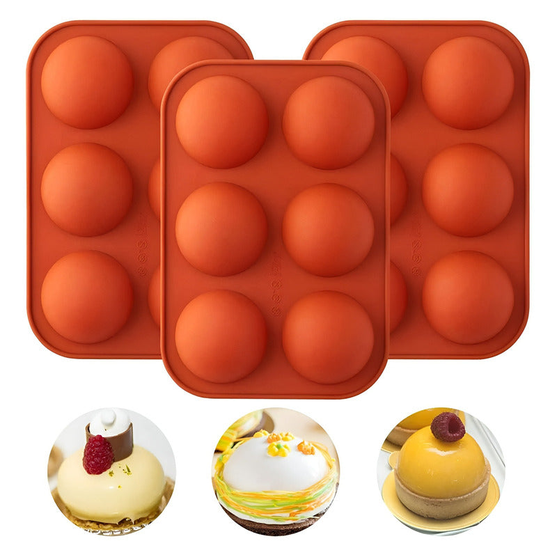 2 Molde Silicona Media Esfera Molde Silicona Media Esfera  Multicolor 6 Cavidades