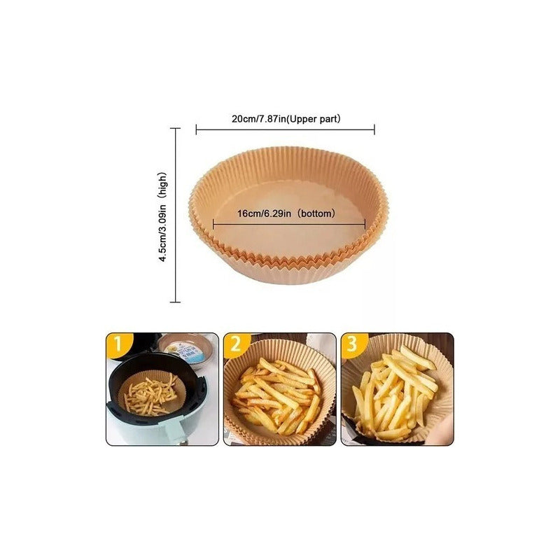 X3 Pack De 100 Forros Desechables Antiadherente Freidora 100 Pcs Air Fryer