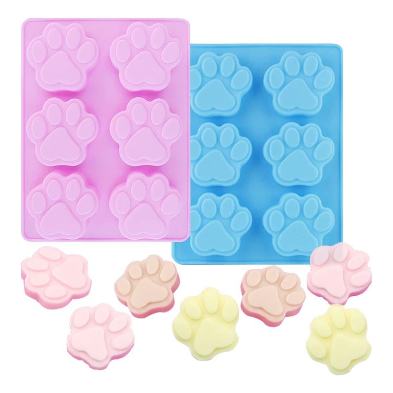2 Molde Silicona Huella Moldes De Silicona Mascota Pata 6cav Multicolor