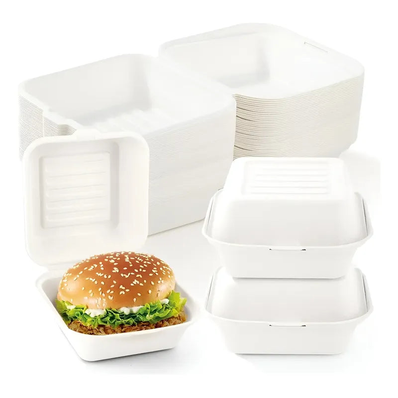 50 Contenedor De Alimentos Envases Desechables Compostables Multicolor