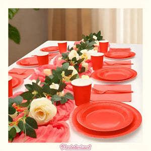 X20 Vajilla De Cumpleaños Servilleta Vaso Platos Desechables Rojo