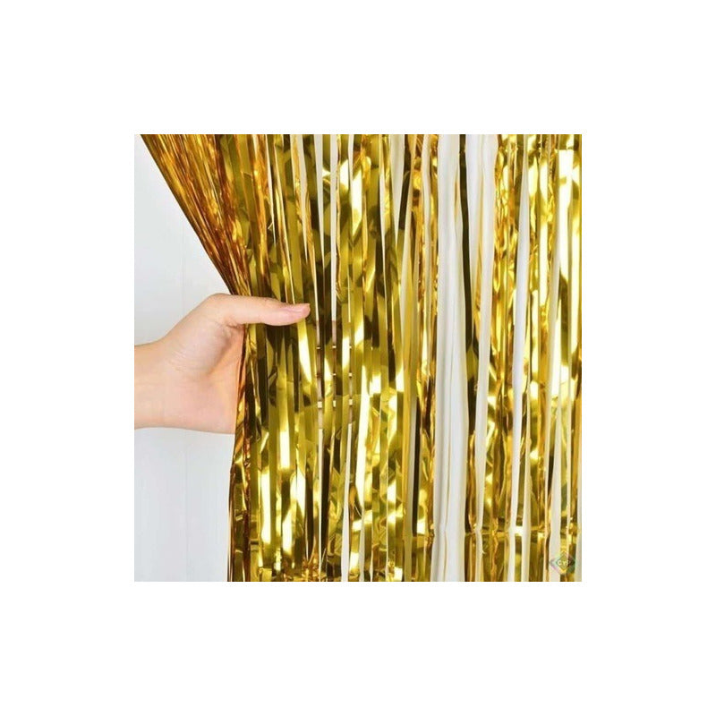 X2 Guirnalda Cortina Metálicas Cortina De Cumpleaños Dorada Dorado