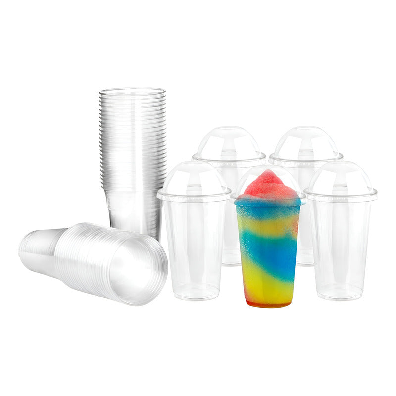 200 Vasos Plasticos Desechables Vaso Tapa Domo Sin Hoyo 20oz Transparente
