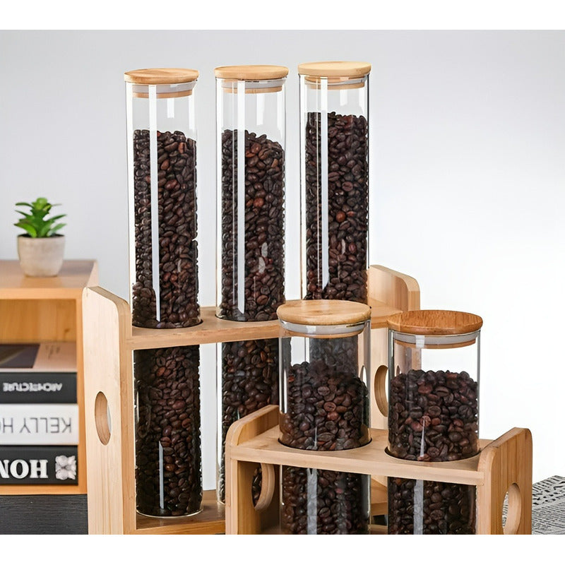 Organizador Condimentos Especieros Cocina Porta Condimentos Marrón Claro / Especieros Cocina / 3 Frascos