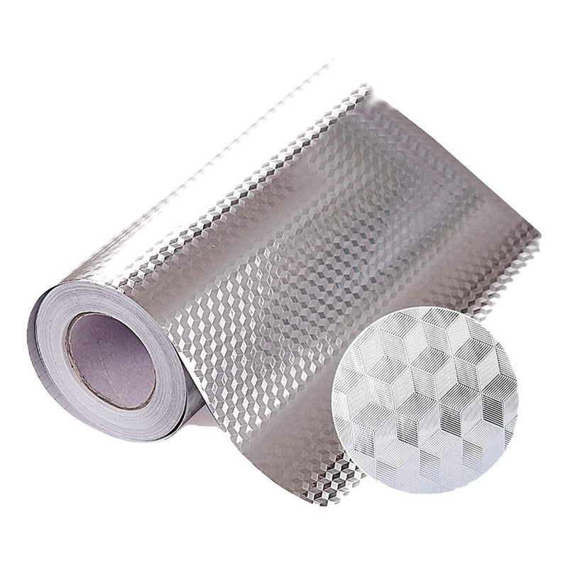 Papel Mural Cocina Papel Aluminio Autoadhesivo Laminas 3mts Gris Rollo 3mx40cm  110403