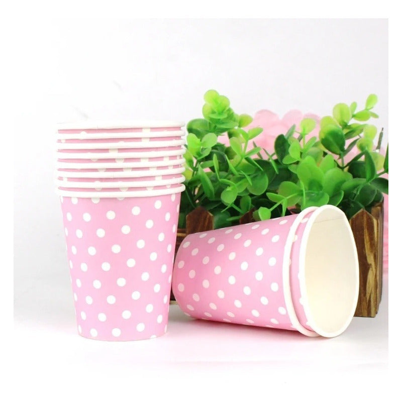 X10 Vasos Desechables Decoración Vaso Cumpleaños Rosado 1607