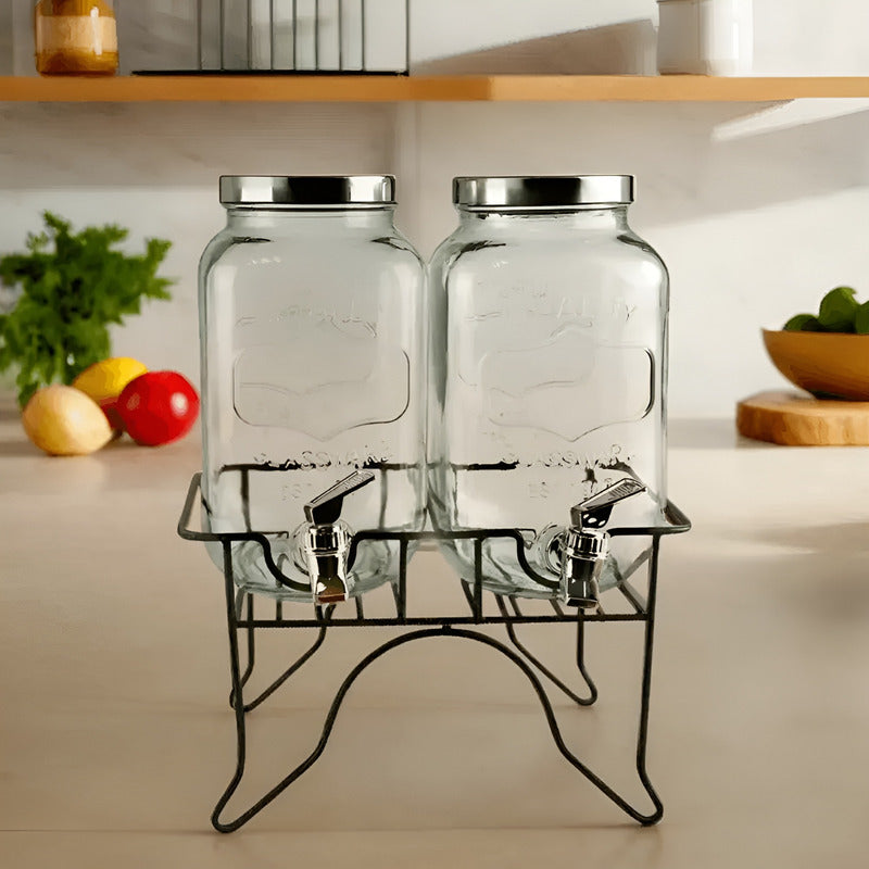 Dispensador De Bebidas Doble Dispensador De Jugos Jarra 5l Negro Doble 5l