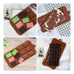 Pack X4 Moldes De Chocolate Barra + Molde Chocolate Barrita