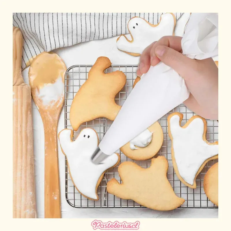 Pack X5 Manga Pastelera Profesional Tela Mangas De Tela 40cm Bolsas De Tela Reutilizables Para Decoración De Pasteles... Blanco