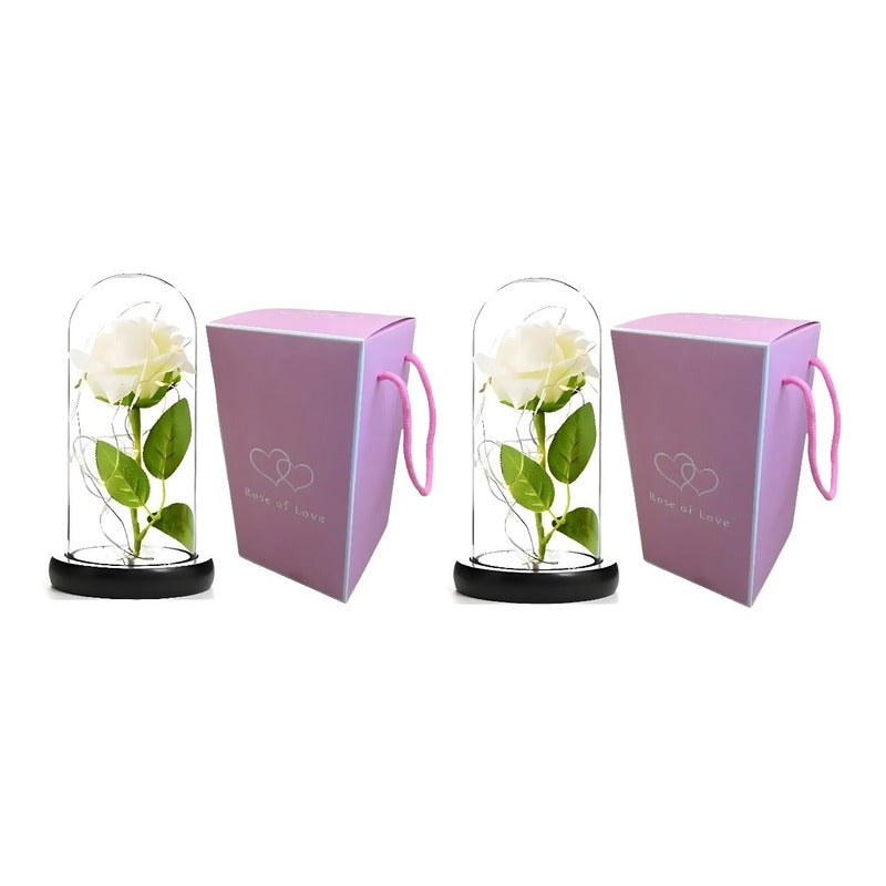2 Rosas Eternas Rosa Eterna Rosa Preservada Led San Valentin