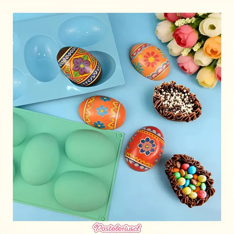 Molde Huevos Grandes Para Rellenar Moldes Chocolates Pascua 5cav Molde De Silicona De Grado Alimenticio En Forma De... Multicolor