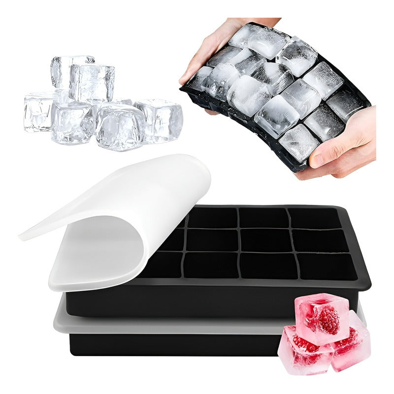 Pack X4 Cubetas De Hielo Cubetera Hielo Moldes C/tapa 15cav Multicolor / Cubetas Silicona / Con Tapa