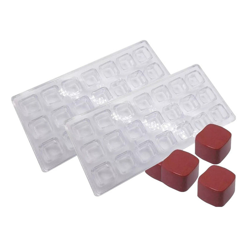 Pack X2 Moldes Chocolate Moldes De Chocolate Cuadrado Gris
