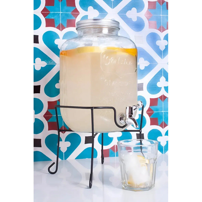 Dispensador De Jugo Con Atril Dispensadores Bebidas Tarro 4l Transparente
