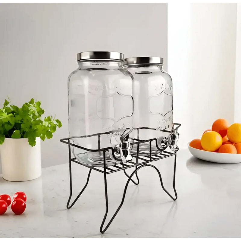 Jarro Dispensador De Bebida Doble Dispensador De Jugo 5l Negro Doble 5l