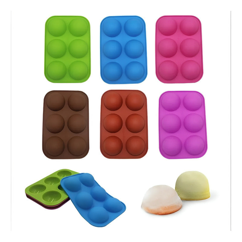 2 Molde Silicona Media Esfera Molde Silicona Media Esfera  Multicolor 6 Cavidades