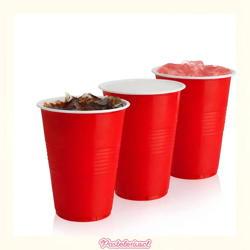 50 Vasos Plasticos Vaso Desechable Grande Bicolor 16oz 473ml Rojo 473 Ml