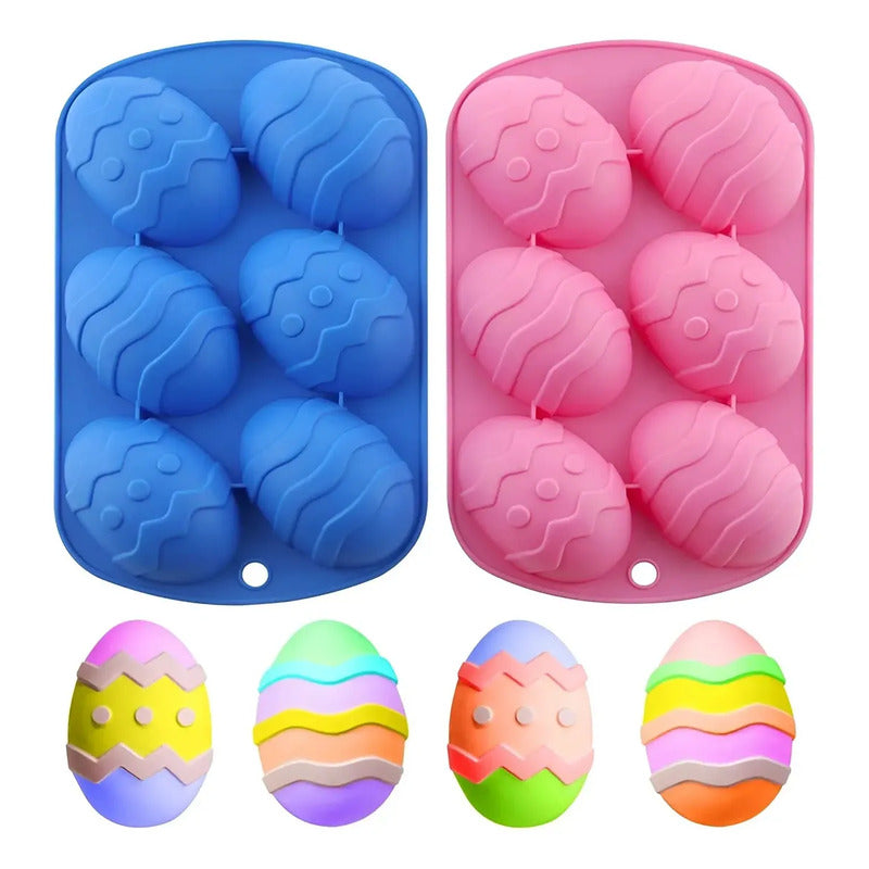 Pack X2 Molde Chocolates Silicona Huevo Moldes Huevo Pascua Multicolor