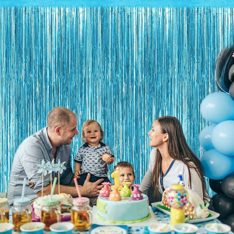 X2 Cortina Guirnalda Cumpleaños Guirnalda Cumpleaños Azul 2m Azul Claro Rectangular