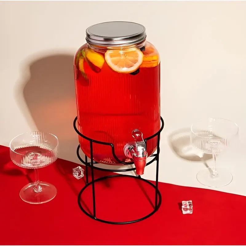 Jarros De Vidrio Dispensador De Bebidas Con Atril Jarro 3.8l Transparente / Dispensador 3.8l