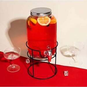 Jarros De Vidrio Dispensador De Bebidas Con Atril Jarro 3.8l Transparente / Dispensador 3.8l