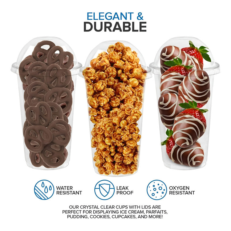 200 Vasos Plasticos Desechables Vaso Tapa Domo Sin Hoyo 20oz Transparente