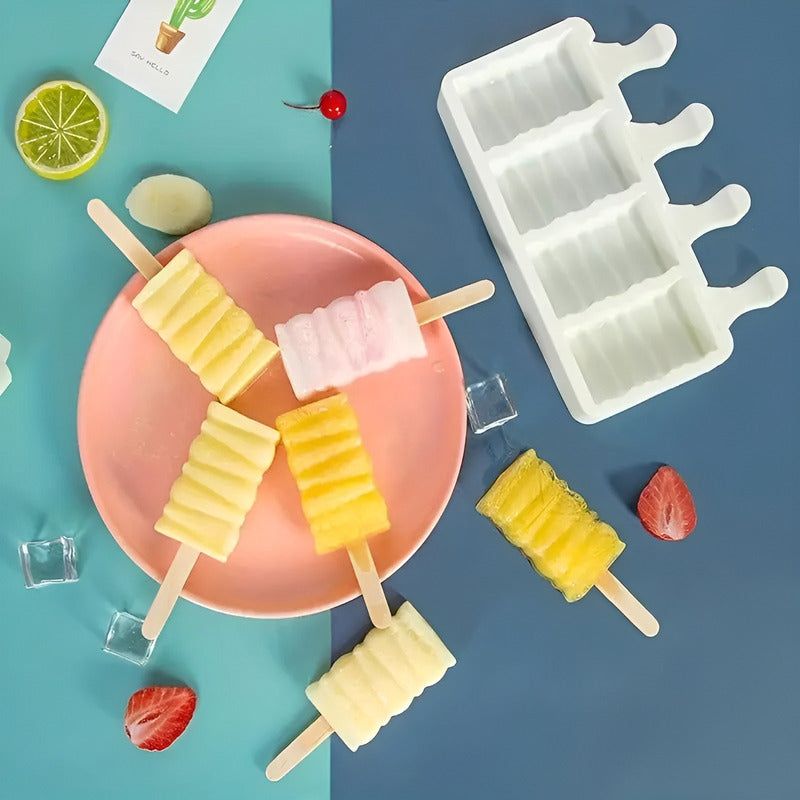 Moldes De Silicona Para Helados Molde Paletas Helado Pale419 Blanco / Molde Helados 4cav