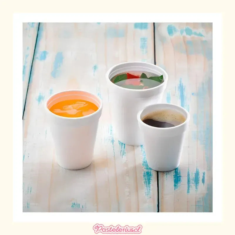 Set 100 Vasos Termicos Vasos Desechables Vaso Descartable Vasos De Plumavit Vaso Cafe Vaso Plumavit Vaso De Cafe Vaso Para Te Vaso De Te Vaso De 10oz Vaso De 296ml Pasteleriuscl Blanco