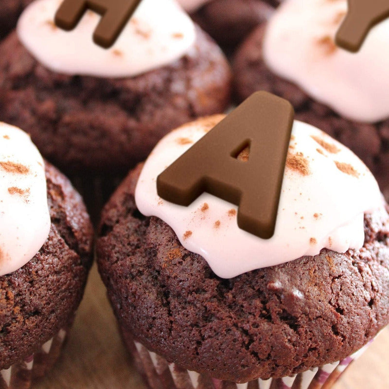 Moldes Chocolate Moldes De Silicona Molde Doble Abecedario  Marrón Claro