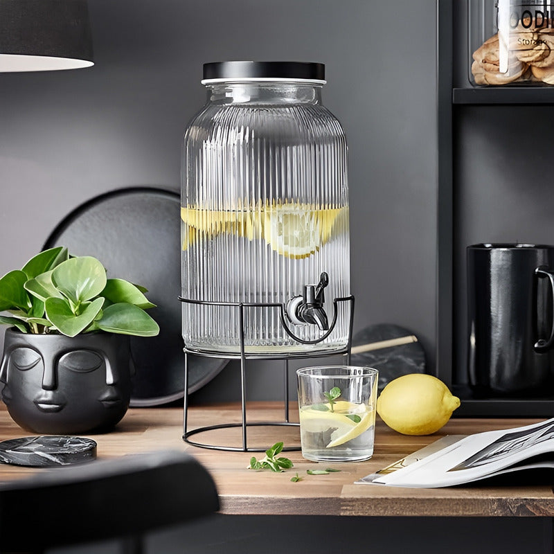 Jarros De Vidrio Dispensador De Bebidas Con Atril Jarro 3.8l Transparente / Dispensador 3.8l