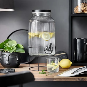 Jarros De Vidrio Dispensador De Bebidas Con Atril Jarro 3.8l Transparente / Dispensador 3.8l