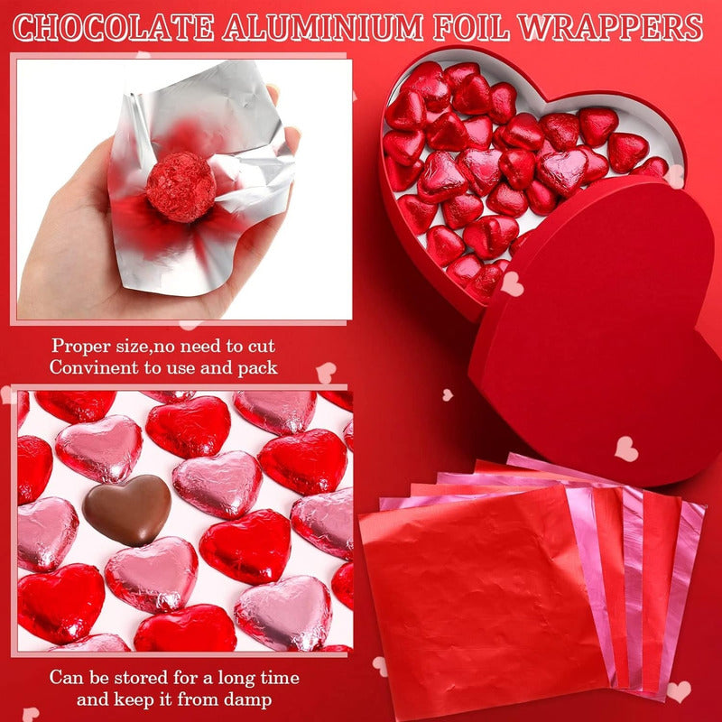 100 Envoltorios De Bombones Laminas Papel Metalizados Bombon Rojo