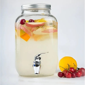 Jarro Para Jugo Dispensador De Bebidas Jarro De Vidrio 4l Color Transparente / Dispensador Liso Sin Atril 4l