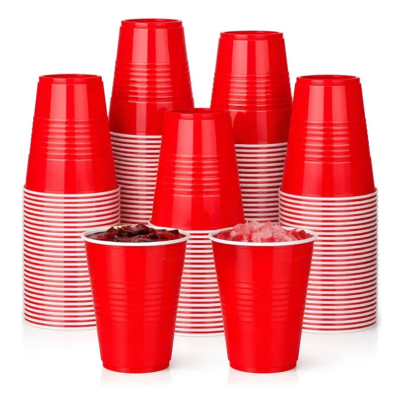 200 Vasos Plasticos Vaso Desechable Vasos Descartables Grande Vasos Plásticos Bicolor Vaso De Fiesta Vaso Americano... Rojo Claro
