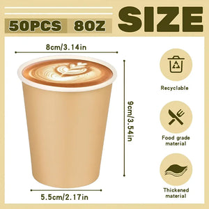 X150 Vaso Kraft Vasos Cafe Vaso Polipapel Liso C/tapa 8oz Cafe Claro