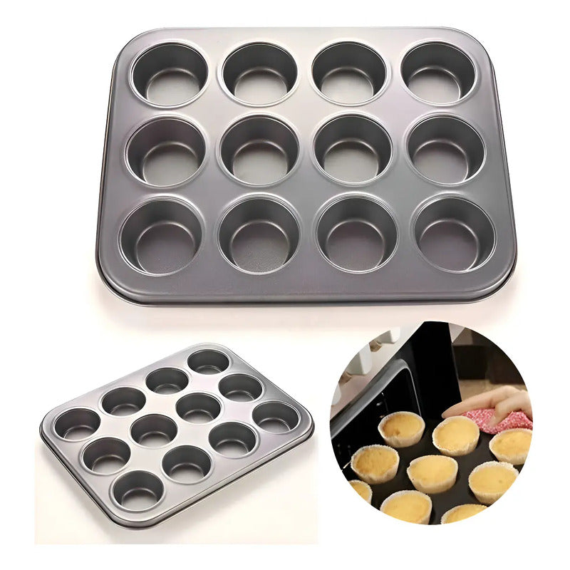 Pack De 2 Moldes Antiadherentes Para 12 Cupcakes Rectangulares De Metal