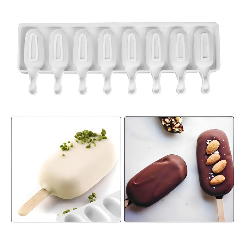 Moldes De Silicona Para Helados Molde Paletas Helado 8cavid Moldes De Silicona Para Horno Moldes De Silicona Para Helados Molde De Silicona Queque Moldes De Silicona Reposteria Pasteleriuscl Blanco
