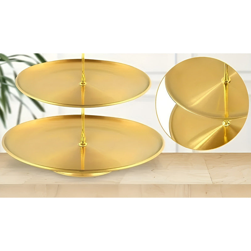 2 Porta Cupcake Porta Torta Exhibidor Candy Bar Soporte 2niv Dorado