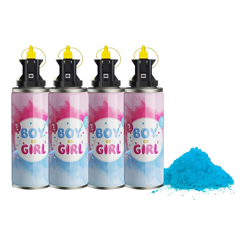 Set 4 Extintor Humo Revelacion De Genero Spray Color Cañon Azul