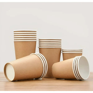 100 Vasos Kraft Vaso Para Cafe Vaso Kraft Papel C/tapa 12oz Vaso Desechable Cafe Vasos Termicos Desechables Vaso Cafe... Marrón Claro / Vaso Doble Pared 12oz