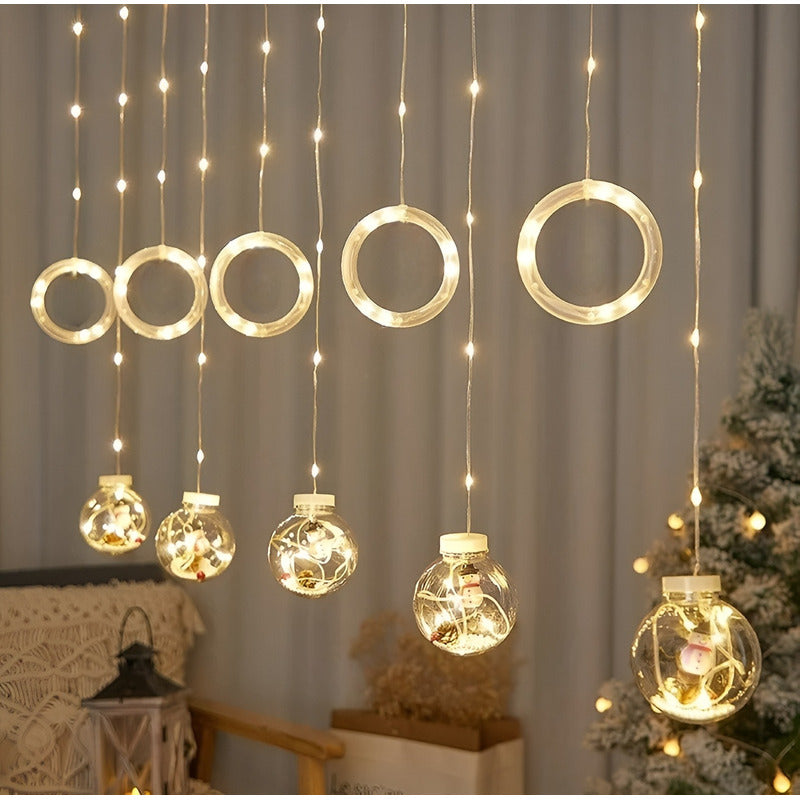 Luces Esferas Navideñas Luces Navidad Cascada Aros Bolas 3m Blanco