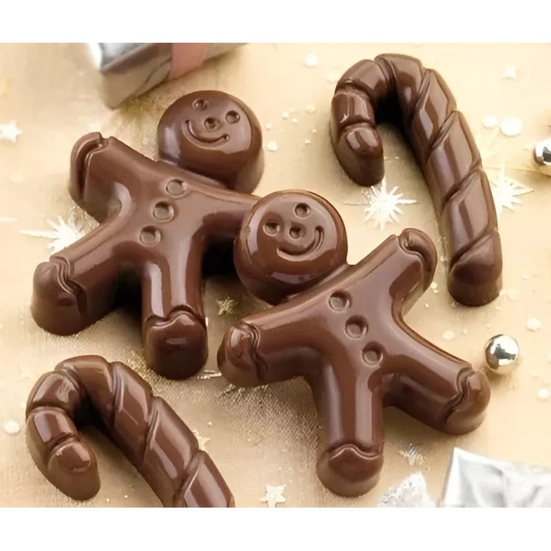 4 Molde De Chocolate Molde De Silicona Molde Galleta Navidad Pack X4 Marrón 12cavid 4 Baston, 8jengibre