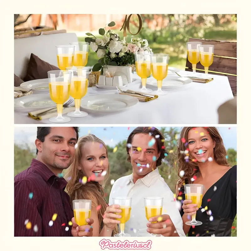 60 Copas De Vino Copas Plastico Desechables Transparente 6oz Copas De Acrilíco Para Vino Para Fiestas Desechables Apilables Copas De Vino De Plástico Transparente Con Tallo Estilo Simple Pasteleriuscl