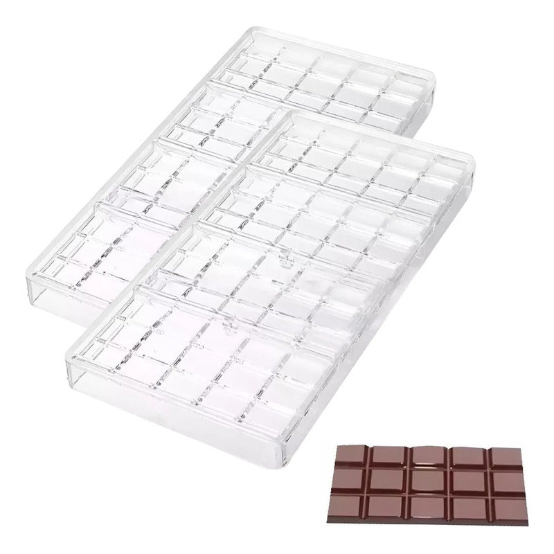 Pack 2 Molde Chocolate Policarbonato Moldes Barra Chocolate4 Transparente