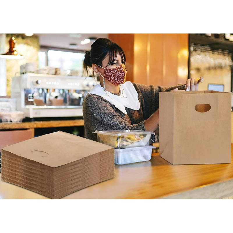 50 Bolsas Papel Bolsas Papel Kraft Bolsa Con Manilla 35x32cm - Marrón Claro / Bolsas Kraft 35x32cm - Bolsa