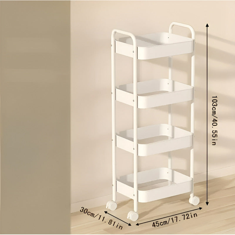 Carrito Organizador Metalico Organizador Para Cocina 4 Nivel Blanco